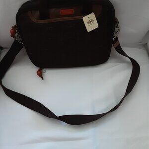 NWT Fossil Key Per Netbook Tablet Brown‎ and Orange Bag